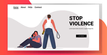 drunk angry husband punching and hitting wife with child stop domestic violence aggression conceptのイラスト素材