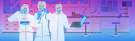 doctors team working together in hospital laboratory vaccine development fight against covid-19 conceptのイラスト素材