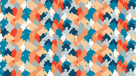 colorful people silhouettes men women standing together cartoon characters portraits seamless...