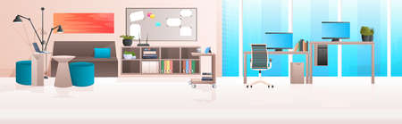 modern office interior no people cabinet room with furniture horizontalのイラスト素材