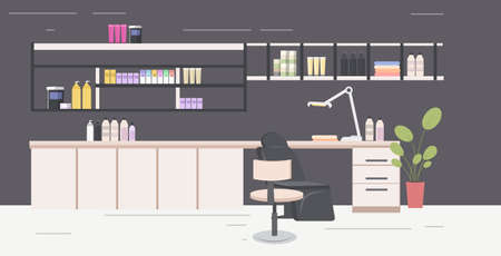 nail care workplace for master of manicure or pedicure beauty salon interior horizontalのイラスト素材