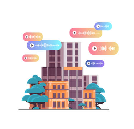 audio voice message speech audio chat application social media online communication conceptのイラスト素材