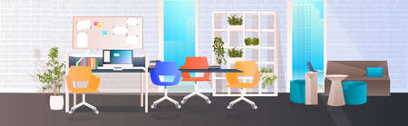 modern office interior no people cabinet room with furniture horizonntalのイラスト素材