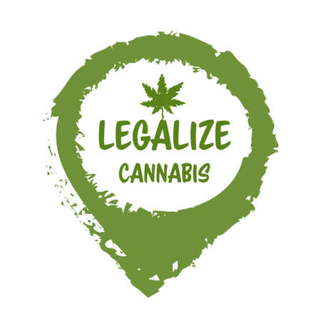 medical cannabis or marijuana leaf badge hemp legalize sticker drug consumption conceptのイラスト素材