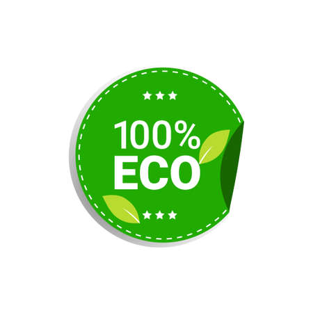 eco natural product sticker organic healthy vegan market logo fresh food emblem badge designのイラスト素材