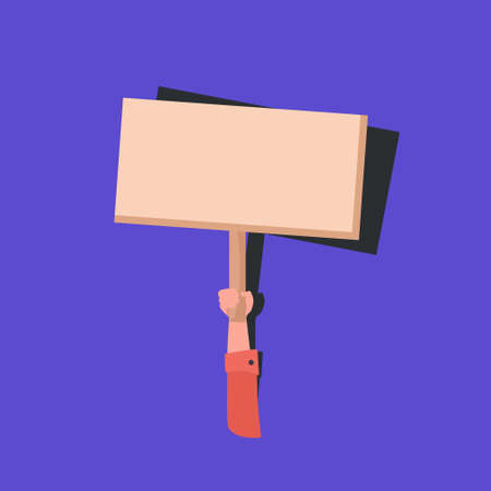 protester hand holding peace protest poster blank vote placard demonstration speech activist rally election campaigning political freedom conceptのイラスト素材