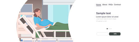 pregnant woman lying in hospital bed before childbirth maternity pregnancy concept portrait horizonal copy spaceのイラスト素材