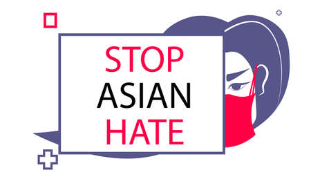 stop asian hate woman in mask protesting against racism support people during coronavirus pandemic conceptのイラスト素材