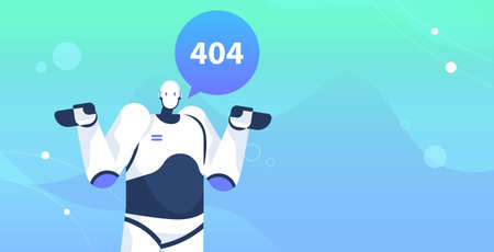 robot with page not found 404 error speech connection problem website under constructionÂ ...