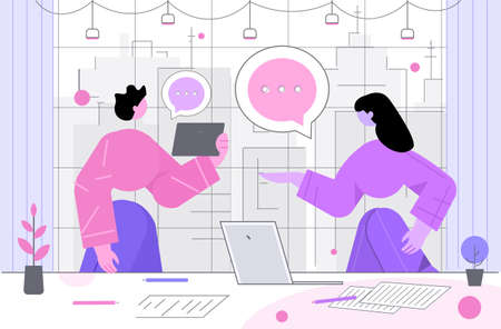 businesspeople discussing during meeting online communication teammwork conceptのイラスト素材