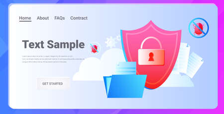 database protection shield big data cloud privacy security concept horizontalのイラスト素材
