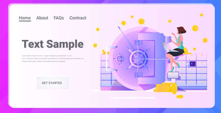 businesswoman working on laptop concept of savings cash and investment earnings and profit concept bank depositのイラスト素材