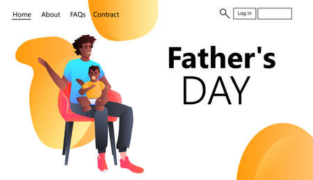 African american father playing with toddler baby at home fatherhood parenting happy fathers day conceptのイラスト素材