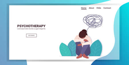 upset woman with bewildered thoughts in her mind depression problems stress psychotherapy conceptのイラスト素材