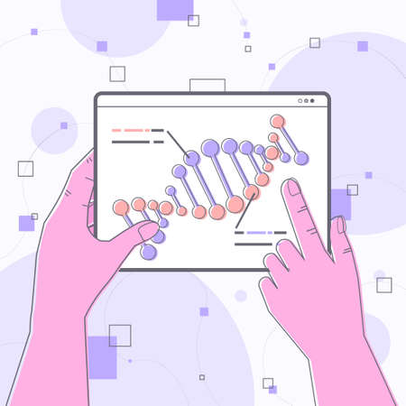 scientist hands working with DNA researcher making experiment in lab DNA testing genetic diagnosisのイラスト素材