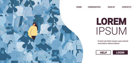 woman individual standing out from crowd over hydrogen chemical formula DNA testing genetic engineering conceptのイラスト素材