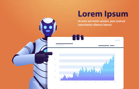 modern robot analyzing statistics graph financial data analyzing artificial intelligence technology conceptのイラスト素材