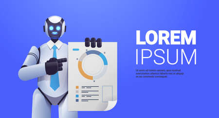 modern robot analyzing statistics diagram financial data analyzing artificial intelligence technology concept portrait copy space horizontal vector illustrationのイラスト素材