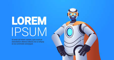 modern robot wearing super hero cloak artificial intelligence concept horizontalのイラスト素材