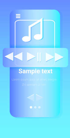 music media player on smartphone screen mobile app user interface playing audio radio on phone displayのイラスト素材