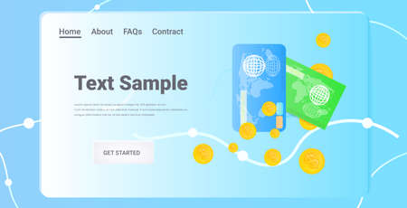 internet banking credit cards with golden coins money transaction concept horizontalのイラスト素材
