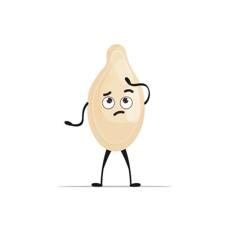 cute pumpkin seed character cartoon mascot personage healthy vegetarian food concept isolatedのイラスト素材