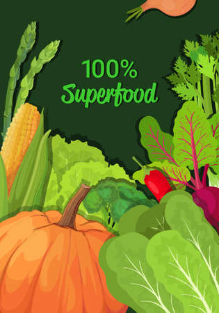 fresh vegetables and herbs composition healthy vegetarian nutrition natural product superfood concept verticalのイラスト素材