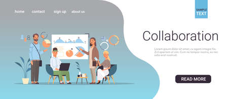 businesspeople group analyzing financial graph business people working together teamwork collaborationのイラスト素材