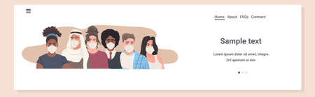 mix race people group wearing medical masks to prevent virus pandemic  quarantine
