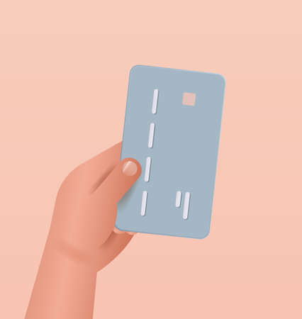hand holding debit or credit card service for secure electronic wireless payment digital transaction online shopping money transfer concept vector illustrationのイラスト素材