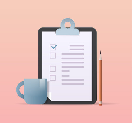 clipboard with check mark sign business task goal achievements planning schedule concept vector illustrationのイラスト素材