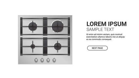 kitchen steel four burner gas hob top view of stove domestic equipment home appliance conceptのイラスト素材