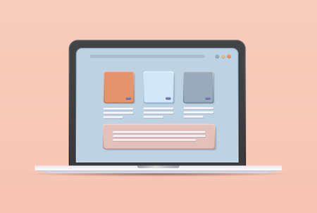 different applications on laptop screen app development web design conceptのイラスト素材