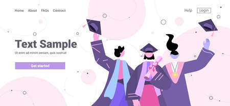 graduated students standing together graduates celebrating academic diploma degree education university certificateのイラスト素材