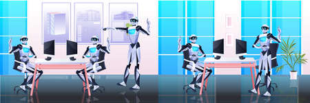 business robots team discussing during meeting in office artificial intelligence technology brainstorming conceptのイラスト素材