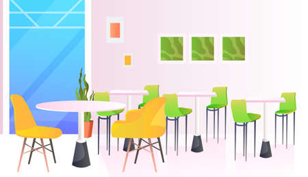 modern cafe interior empty no people restaurant with furniture horizontalのイラスト素材