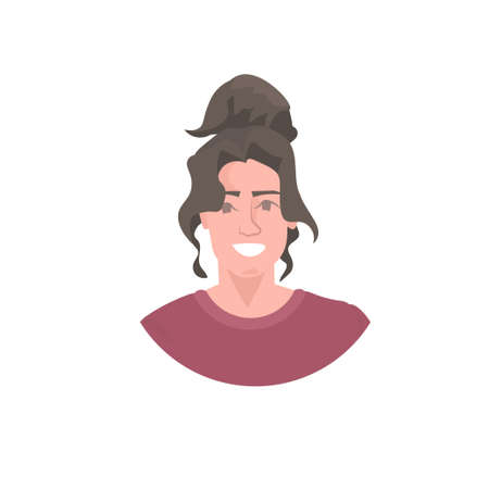 smiling woman head avatar beautiful human face female cartoon character portrait