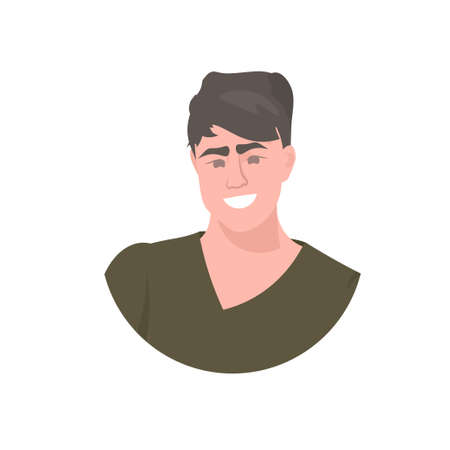 smiling man head avatar beautiful human face male cartoon character portraitのイラスト素材