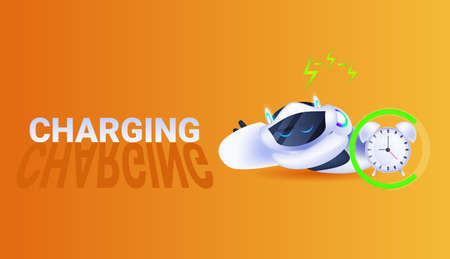 modern robot charging artificial intelligence technology concept full length horizontalのイラスト素材