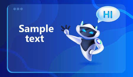 robot cyborg with hi speech chat bubble communication chatbot customer service artificial intelligenceのイラスト素材