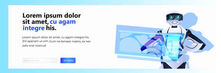 robotic doctor surgeon near virtual screen medicine healthcare artificial intelligence technology conceptのイラスト素材