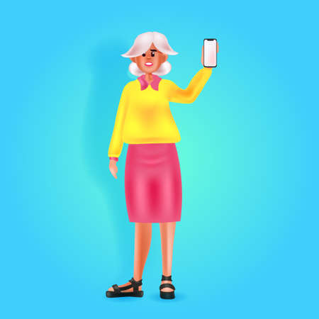 woman using smartphone social media network online communication concept full lengthのイラスト素材