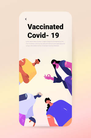 vaccinated patients after vaccine injection successful  vaccination concept portraitのイラスト素材