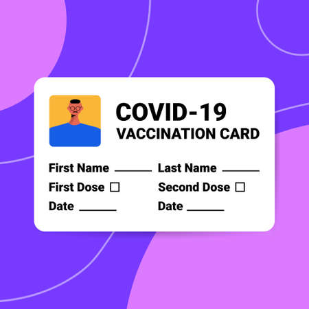 covid-19 vaccination record card global immunity passport risk free re-infection pcr certificate coronavirus immunityのイラスト素材