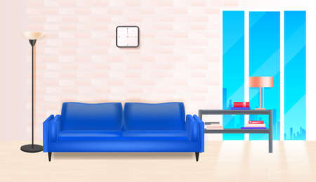 living room interior modern home apartmentのイラスト素材