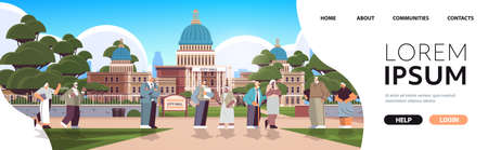 senior people walking in park mature men women group spending time outdoor old age concept