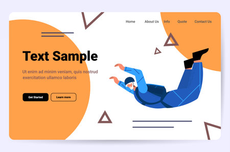 senior woman flying down during skydiving jump aged skydiver floating in air with parachute freefall active old ageのイラスト素材