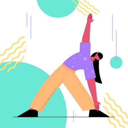 woman doing yoga fitness exercises training healthy lifestyle active old age conceptのイラスト素材
