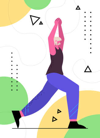 senior woman doing squats aged sportswoman training in gym aerobic workout healthy lifestyle active old ageのイラスト素材
