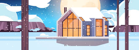 modern house of sandwich panels with panoramic windows environmentally friendly home building modular housingのイラスト素材